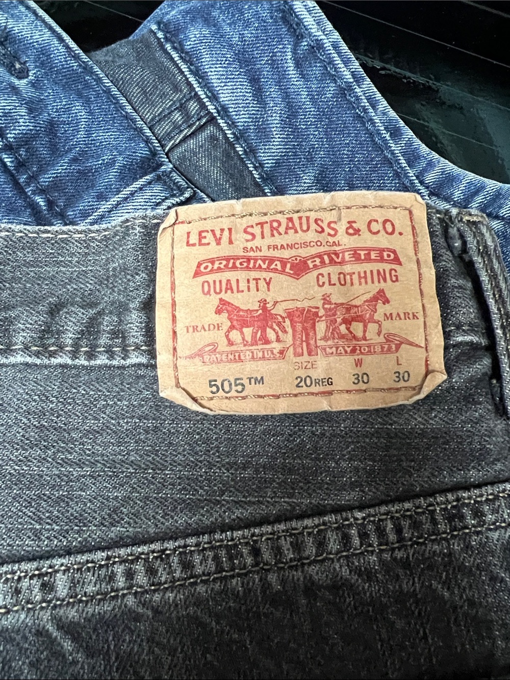 Levi's 505 Relaxed Fit Jeans in Black and Blue